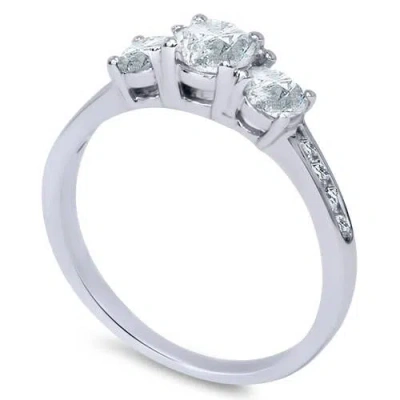 Pompeii3 1 3/4ct Three Stone Round Diamond Engagement Ring 14k White Gold In Multi