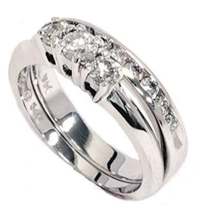 Pompeii3 1ct Diamond Engagement Wedding Ring Set 3-stone Channel Set Round Cut Solitaire In Multi