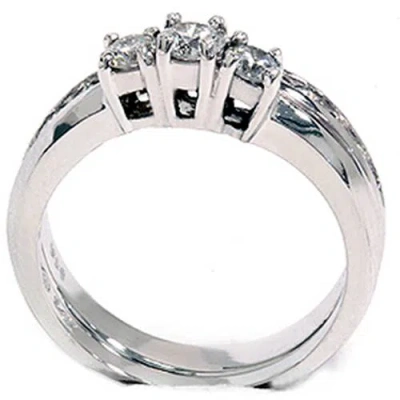 Pompeii3 1ct Diamond Engagement Wedding Ring Set 3-stone Channel Set Round Cut Solitaire In Multi