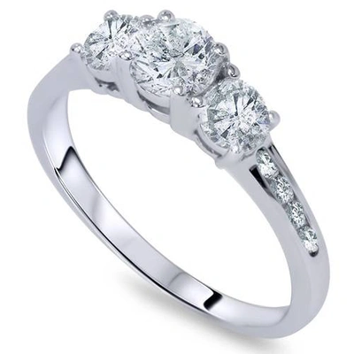 Pompeii3 1 3/4ct Three Stone Round Diamond Engagement Ring 14k White Gold In Multi