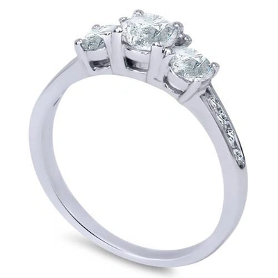 Pompeii3 1 3/4ct Three Stone Round Diamond Engagement Ring 14k White Gold In Multi