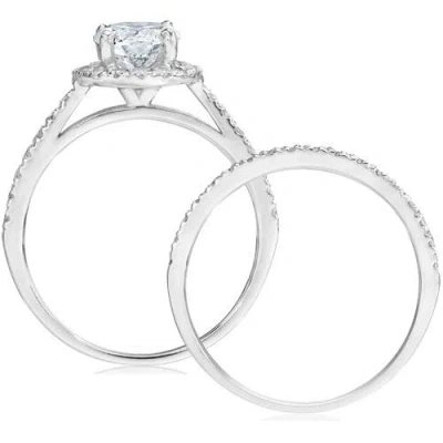 Pompeii3 2 1/2 Carat Halo Round Enhanced Diamond Engagement Ring Matching Wedding Band Set In Multi