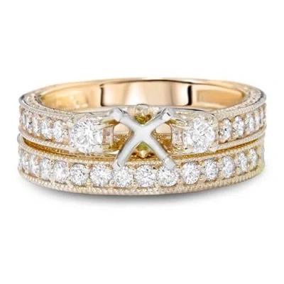 Pompeii3 7/8ct Vintage Engagement Ring Mount Set 14k Yellow Gold In Multi