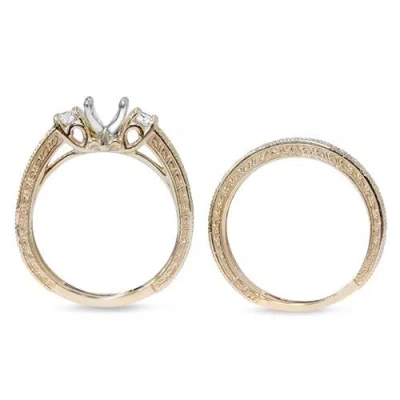 Pompeii3 7/8ct Vintage Engagement Ring Mount Set 14k Yellow Gold In Multi