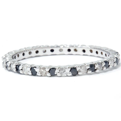 Pompeii3 1/2ct Black & White Diamond Eternity Ring 14k White Gold In Multi