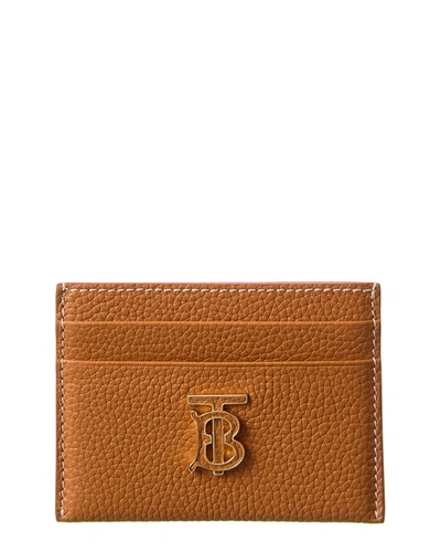 Shop Burberry Tb Leather Card Holder In Brown