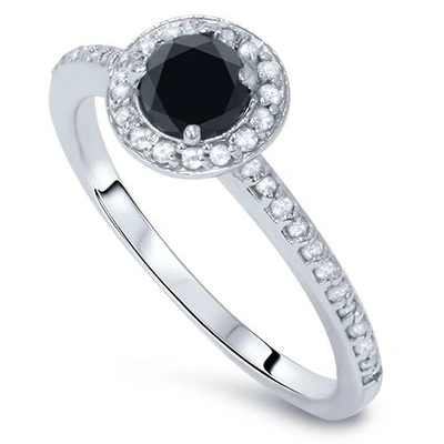 Pompeii3 5/8ct Black & White Diamond Ring 14k White Gold In Multi