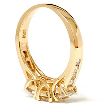 Pompeii3 2ct Diamond Three Stone Engagement Ring 14k Yellow Gold Channel Set Round Cut In Multi