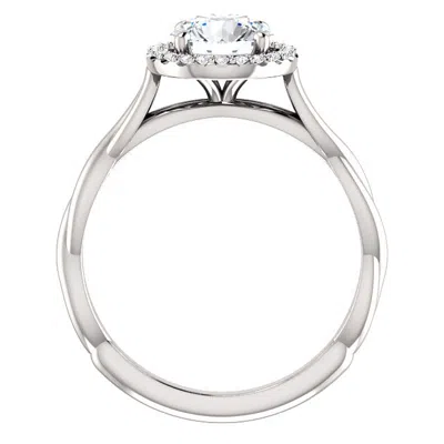 Pompeii3 1ct Diamond Halo Vintage Solitaire Round Cut Intertwined Band 14k White Gold In Multi