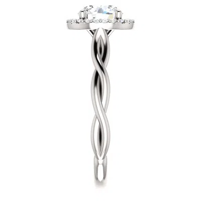 Pompeii3 1ct Diamond Halo Vintage Solitaire Round Cut Intertwined Band 14k White Gold In Multi