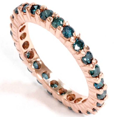 Pompeii3 1 1/2ct Prong Blue Diamond Eternity Ring 14k Rose Gold In Multi