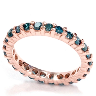 Pompeii3 1 1/2ct Prong Blue Diamond Eternity Ring 14k Rose Gold In Multi
