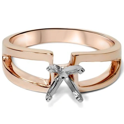 Pompeii3 14k Rose Gold Ring Modern Engagement Ring Setting Split Shank Semi Mount In Multi