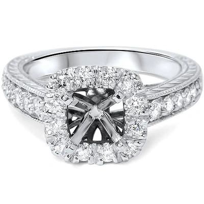 Pompeii3 1/2ct Cushion Cut Halo Diamond Vintage Engagement Ring Setting In Multi