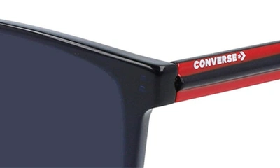 Shop Converse Kids' Chuck 52mm Rectangular Sunglasses In Crystal Obsidian/ Solid Blue