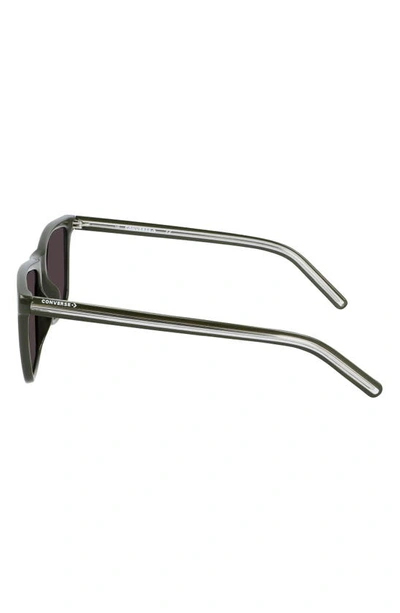 Shop Converse Chuck 56mm Rectangle Sunglasses In Dark Moss/ Grey