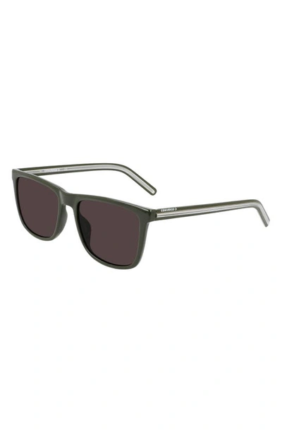 Shop Converse Chuck 56mm Rectangle Sunglasses In Dark Moss/ Grey