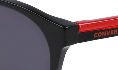Shop Converse Disrupt 52mm Round Sunglasses In Black/ Grey