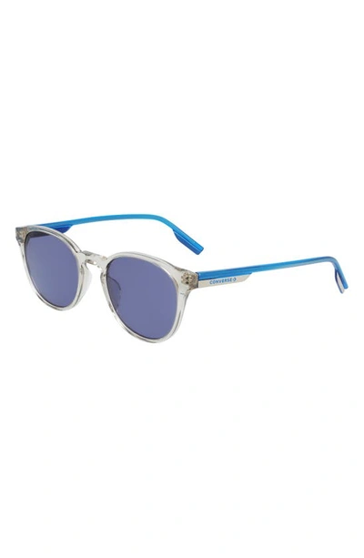 Shop Converse Disrupt 52mm Round Sunglasses In Crystal String/ Blue