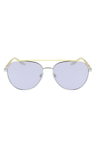 Shop Converse Activate 57mm Aviator Sunglasses In Shiny Silver / Gold Mirror