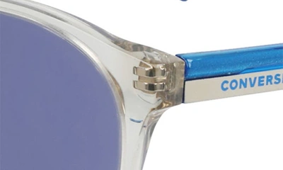 Shop Converse Disrupt 52mm Round Sunglasses In Crystal String/ Blue