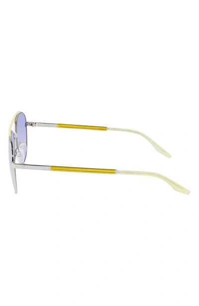 Shop Converse Activate 57mm Aviator Sunglasses In Shiny Silver / Gold Mirror