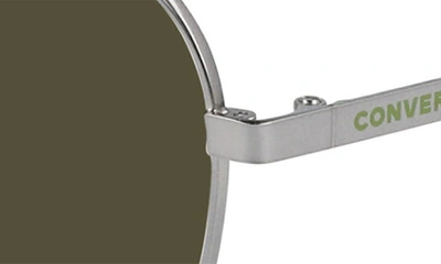 Shop Converse Activate 57mm Aviator Sunglasses In Satin Gunmetal / Green