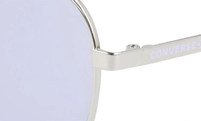 Shop Converse Activate 57mm Aviator Sunglasses In Shiny Silver / Gold Mirror