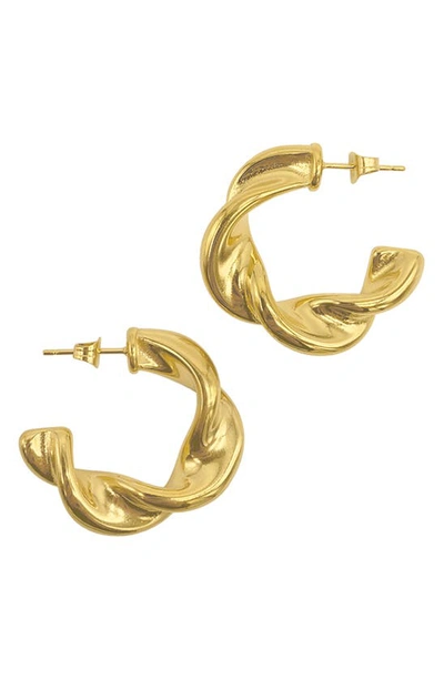 Shop Adornia Water Resistant Twisted Hoop Earrings In Yellow