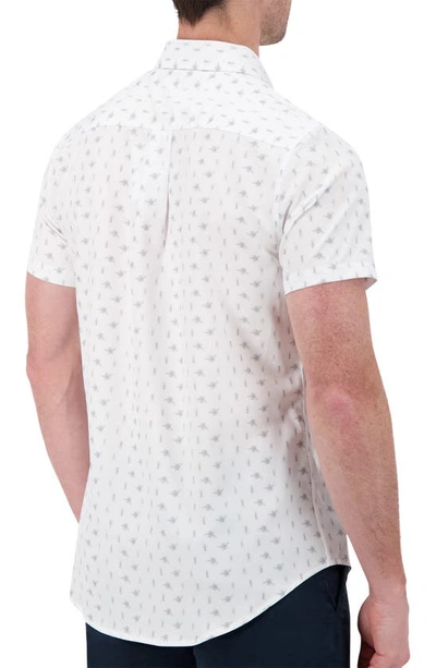 Shop Report Collection Bug Print Short Sleeve 4-way Stretch Button-up Shirt In White