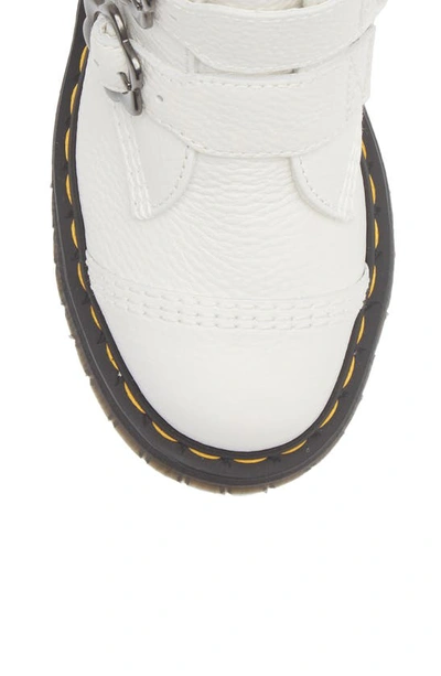 Dr. Martens' Devon Flower Buckle Leather Platform Boots In White