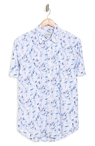 Shop Coastaoro Astor Printed Short Sleeve Shirt In Toledo Blue