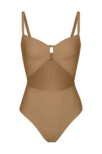 Shop Anemos Tortoise Cutout One-piece In Sandstone