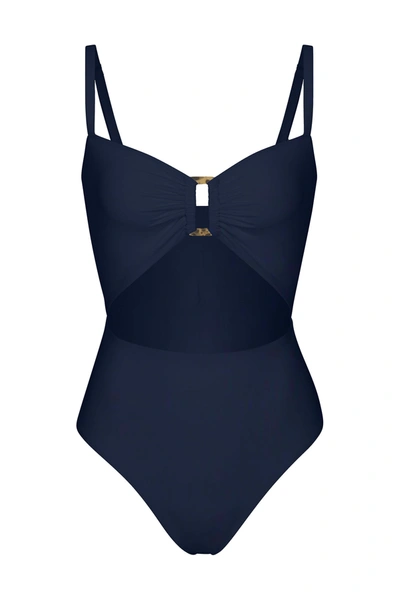 Shop Anemos Tortoise Cutout One-piece In Navy