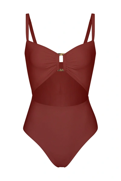 Shop Anemos Tortoise Cutout One-piece In Umber