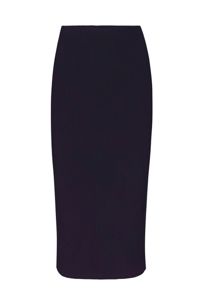 Shop Anemos Ribbed Midi Skirt In Navy