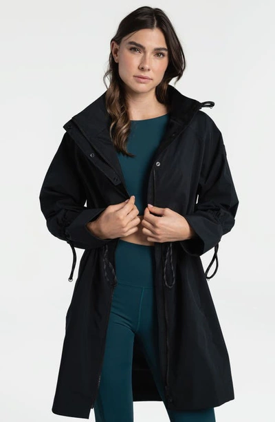 Shop Lole Element Long Rain Jacket In Black Beauty