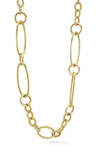 Lagos Signature Caviar Link Necklace In Gold