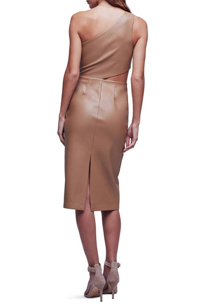 Shop L Agence Aliyah Cutout One-shoulder Faux Leather Dress In Dark Chanterelle