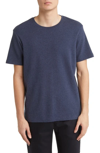 Shop Frame Duo Fold Cotton T-shirt In Heather Dark Blue