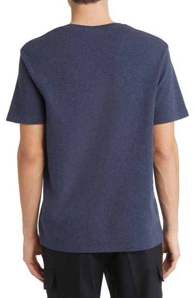 Shop Frame Duo Fold Cotton T-shirt In Heather Dark Blue