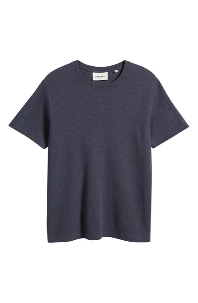 Shop Frame Duo Fold Cotton T-shirt In Heather Dark Blue