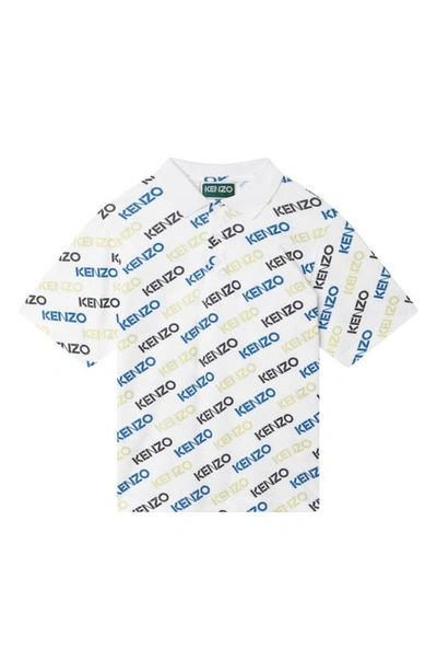 Shop Kenzo Kids' Logo Cotton Piqué Polo In 10p-white