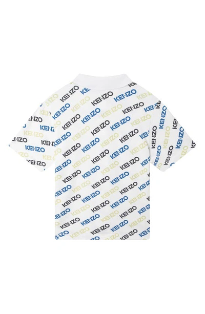 Shop Kenzo Kids' Logo Cotton Piqué Polo In 10p-white