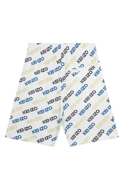 Shop Kenzo Kids' Logo Cotton Piqué Shorts In 10p-white