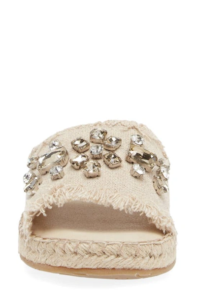 Chocolat Blu Ellis Crystal Slide Sandal In Natural Linen
