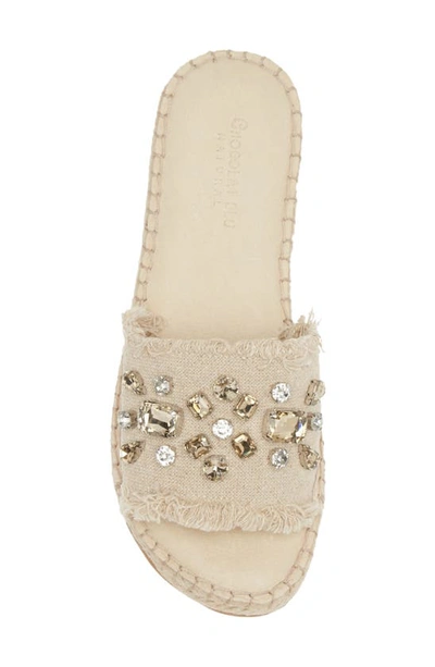 Chocolat Blu Ellis Crystal Slide Sandal In Natural Linen