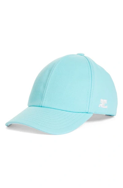 Shop Courrèges Cotton Twill Baseball Cap In Turquoise