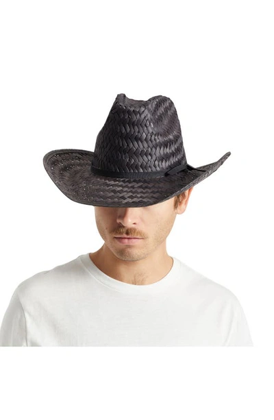Shop Brixton Houston Straw Cowboy Hat In Black