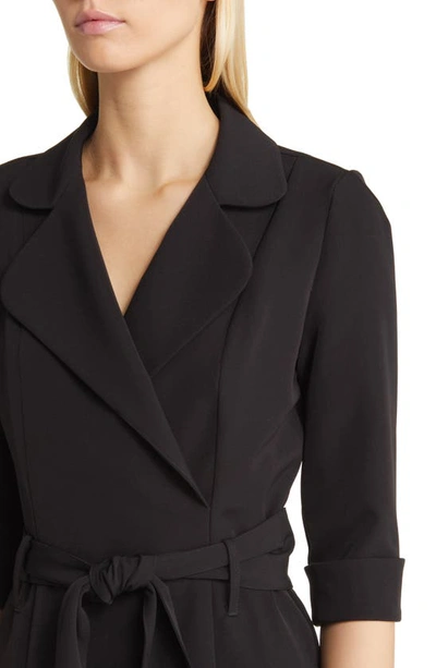 Shop Black Halo Lucinda Faux Wrap Coat Dress In Black